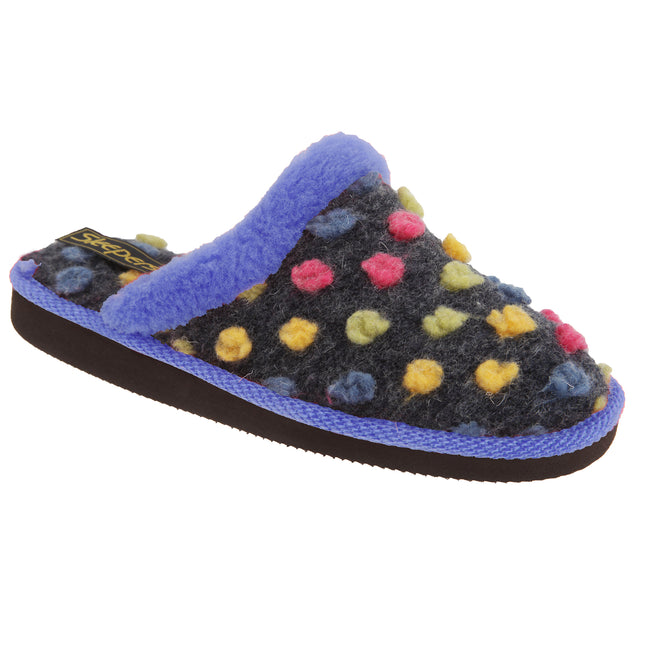 Blue-Multi - Front - Sleepers Womens-Ladies Donna Mule Slippers
