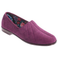 Plum-Heather - Front - Sleepers Womens-Ladies Audrey III Roll Top Velour Slippers