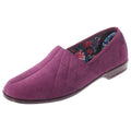 Plum-Heather - Back - Sleepers Womens-Ladies Audrey III Roll Top Velour Slippers