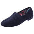 Navy Blue - Back - Sleepers Womens-Ladies Audrey III Roll Top Velour Slippers