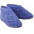 Blue - Back - Comfylux Womens-Ladies Andrea Floral Bootee Slippers