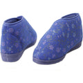 Blue - Lifestyle - Comfylux Womens-Ladies Andrea Floral Bootee Slippers