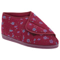 Wine - Front - Comfylux Womens-Ladies Andrea Floral Bootee Slippers