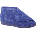 Blue - Front - Comfylux Womens-Ladies Andrea Floral Bootee Slippers