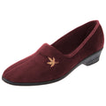 Burgundy - Back - Sleepers Womens-Ladies Andover Heeled Motif Leaf Slippers