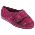 Wine - Front - Comfylux Womens-Ladies Davina Floral Superwide Slippers