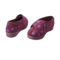 Wine - Lifestyle - Comfylux Womens-Ladies Davina Floral Superwide Slippers
