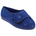 Navy Blue - Front - Comfylux Womens-Ladies Davina Floral Superwide Slippers