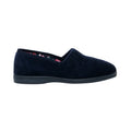 Navy Blue - Back - Sleepers Womens-Ladies Fan Stitch Wide Fitting Slippers