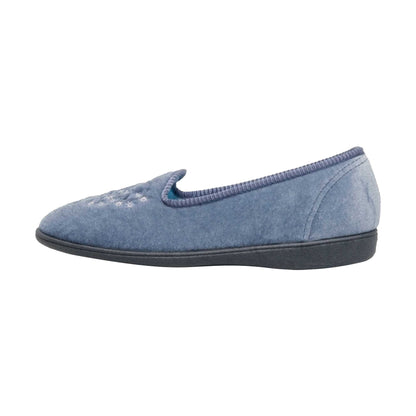 Blueberry - Back - Sleepers Womens-Ladies Nieta Plain Embroidered Slippers