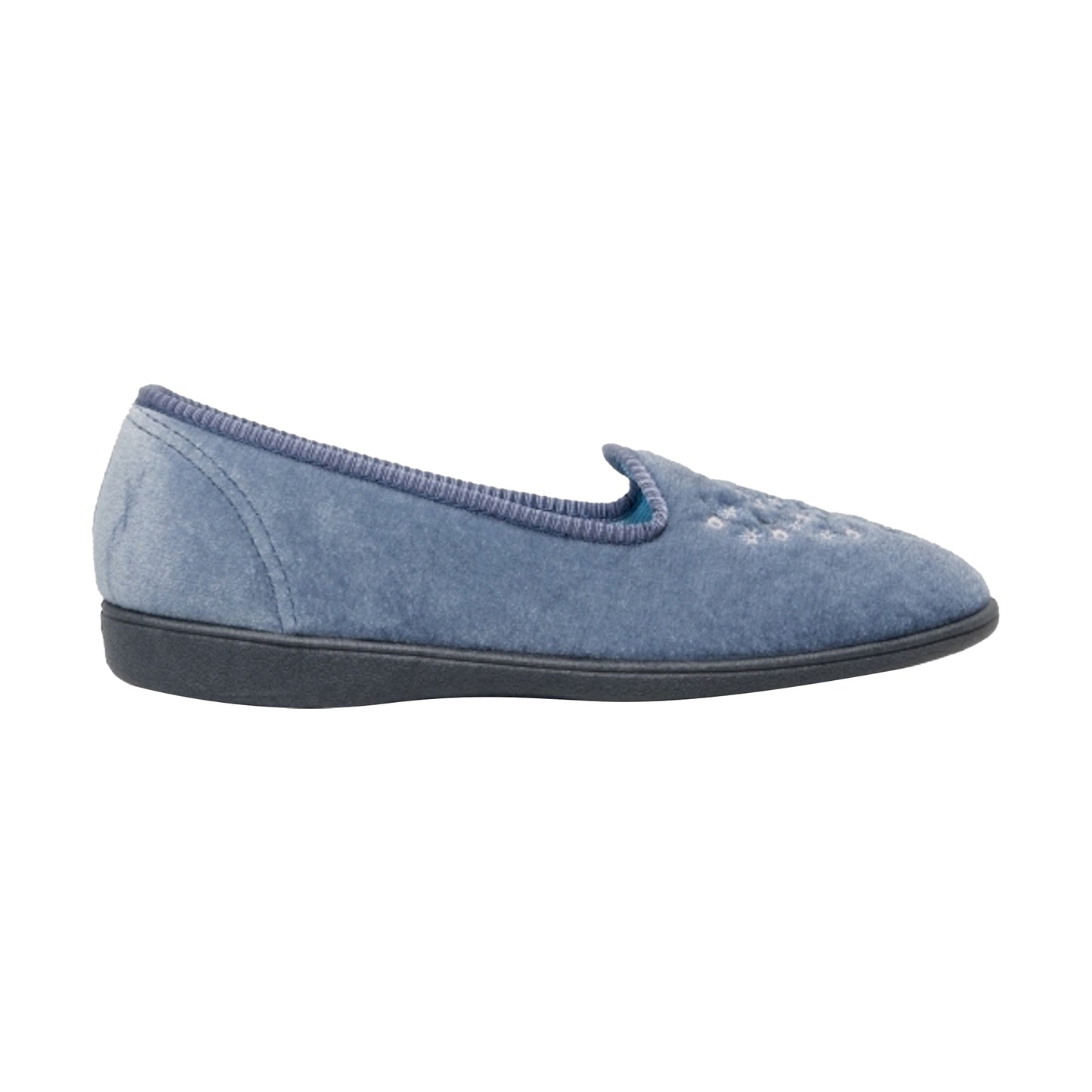 Blueberry - Side - Sleepers Womens-Ladies Nieta Plain Embroidered Slippers