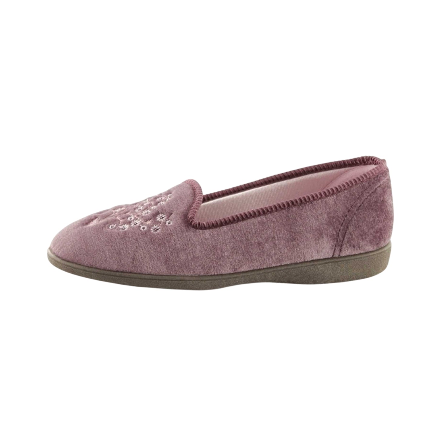 Heather - Back - Sleepers Womens-Ladies Nieta Plain Embroidered Slippers