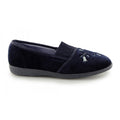 Navy Blue - Back - Sleepers Womens-Ladies Inez Gusset Throat Patterned Slippers