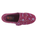 Wine - Back - Comfylux Womens-Ladies Sally Floral Side Seam Superwide Slippers