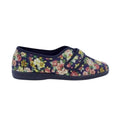 Navy Blue - Back - Sleepers Womens-Ladies Wilma Touch Fastening V Opening Floral Casual Cotton Slippers