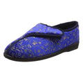 Navy Blue - Side - Zedzzz Womens-Ladies Janice Touch Fastening Floral Slippers