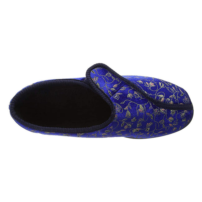 Navy Blue - Lifestyle - Zedzzz Womens-Ladies Janice Touch Fastening Floral Slippers