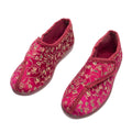 Wine - Front - Zedzzz Womens-Ladies Janice Touch Fastening Floral Slippers