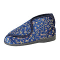 Navy Blue - Front - Zedzzz Womens-Ladies Geraldine Touch Fastening Floral Bootee Slippers