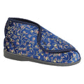 Navy Blue - Back - Zedzzz Womens-Ladies Geraldine Touch Fastening Floral Bootee Slippers