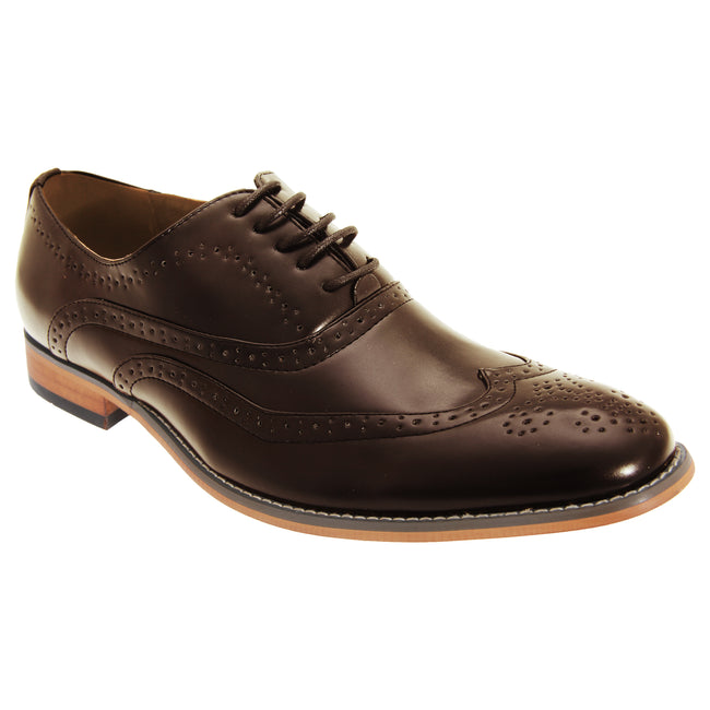 Brown - Front - Goor Mens 5 Eyelet Brogue Oxford Shoes
