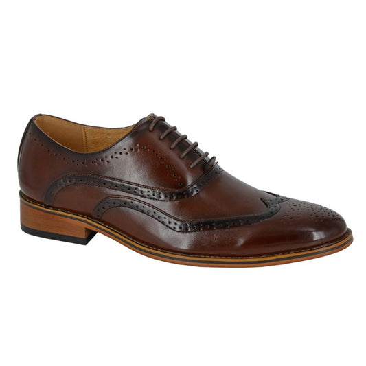 Brown - Front - Goor Mens 5 Eyelet Brogue Oxford Shoes