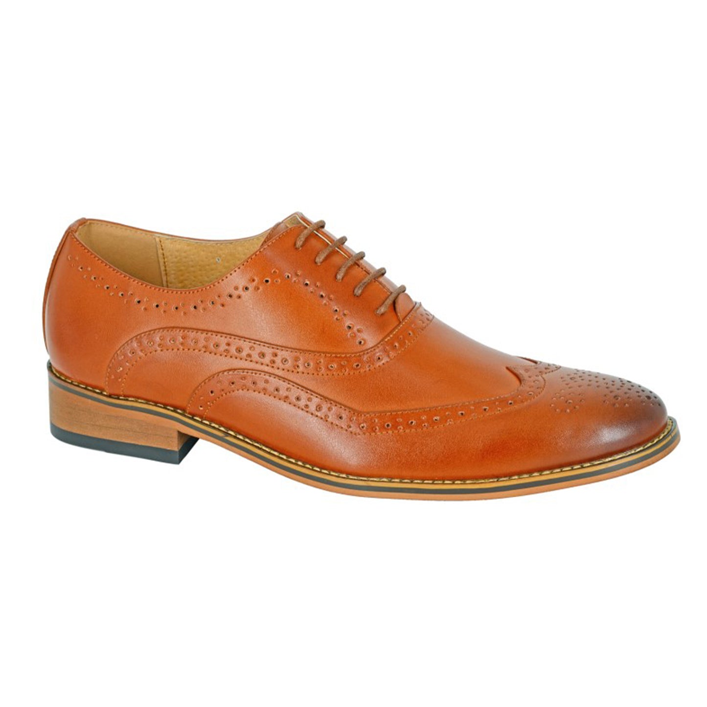 Tan - Front - Goor Mens 5 Eyelet Brogue Oxford Shoes
