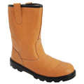 Tan - Front - Grafters Mens Leather Safety Rigger Padded Ankle Toe Cap Boots
