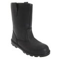 Black - Front - Grafters Mens Leather Safety Rigger Treaded Sole Toe Cap Boots