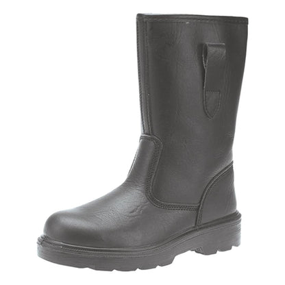 Black - Back - Grafters Mens Leather Safety Rigger Treaded Sole Toe Cap Boots