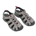 Grey-Red - Side - PDQ Mens Toggle & Touch Fastening Synthetic Nubuck Trail Sandals