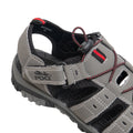 Grey-Red - Lifestyle - PDQ Mens Toggle & Touch Fastening Synthetic Nubuck Trail Sandals