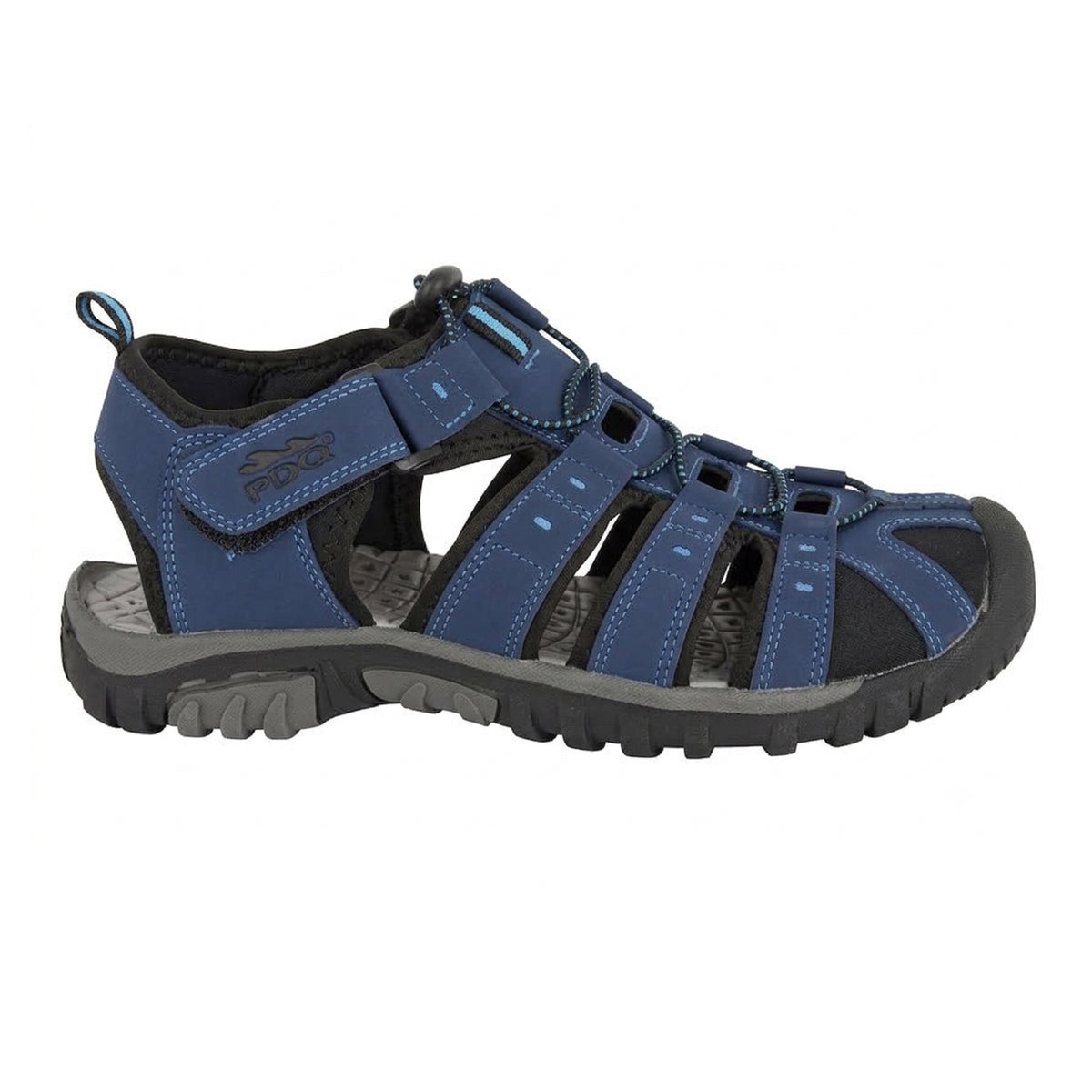 Navy - Front - PDQ Mens Toggle & Touch Fastening Synthetic Nubuck Trail Sandals