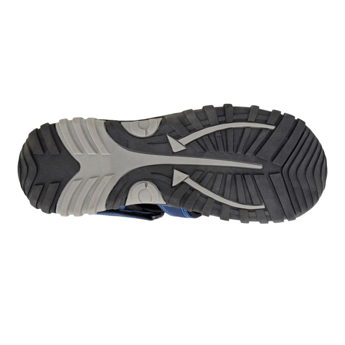 Navy - Side - PDQ Mens Toggle & Touch Fastening Synthetic Nubuck Trail Sandals