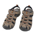 Dark Taupe-Orange - Side - PDQ Mens Toggle & Touch Fastening Synthetic Nubuck Trail Sandals