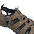 Dark Taupe-Orange - Lifestyle - PDQ Mens Toggle & Touch Fastening Synthetic Nubuck Trail Sandals
