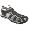 Navy Blue-Lime - Front - PDQ Mens Toggle & Touch Fastening Synthetic Nubuck Trail Sandals