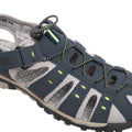 Navy Blue-Lime - Lifestyle - PDQ Mens Toggle & Touch Fastening Synthetic Nubuck Trail Sandals