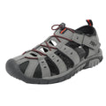 Grey-Red - Front - PDQ Mens Toggle & Touch Fastening Synthetic Nubuck Trail Sandals