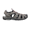 Grey-Red - Back - PDQ Mens Toggle & Touch Fastening Synthetic Nubuck Trail Sandals