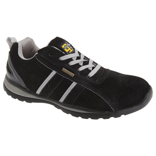 Black-Grey - Front - Grafters Mens Safety Toe Cap Trainer Shoes