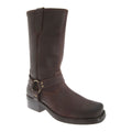 Dark Brown - Front - Woodland Mens High Harley Western Harness Leather Boots