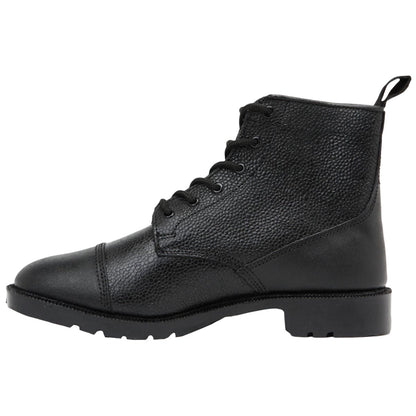 Black - Side - Grafters Mens 6 Eye Grain Leather Cadet Boots