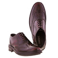 Oxblood - Back - Roamers Mens 5 Eyelet Brogue Oxford Leather Shoes