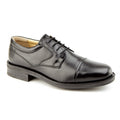 Black - Front - Roamers Mens Plain Leather Capped Gibson Formal Shoes