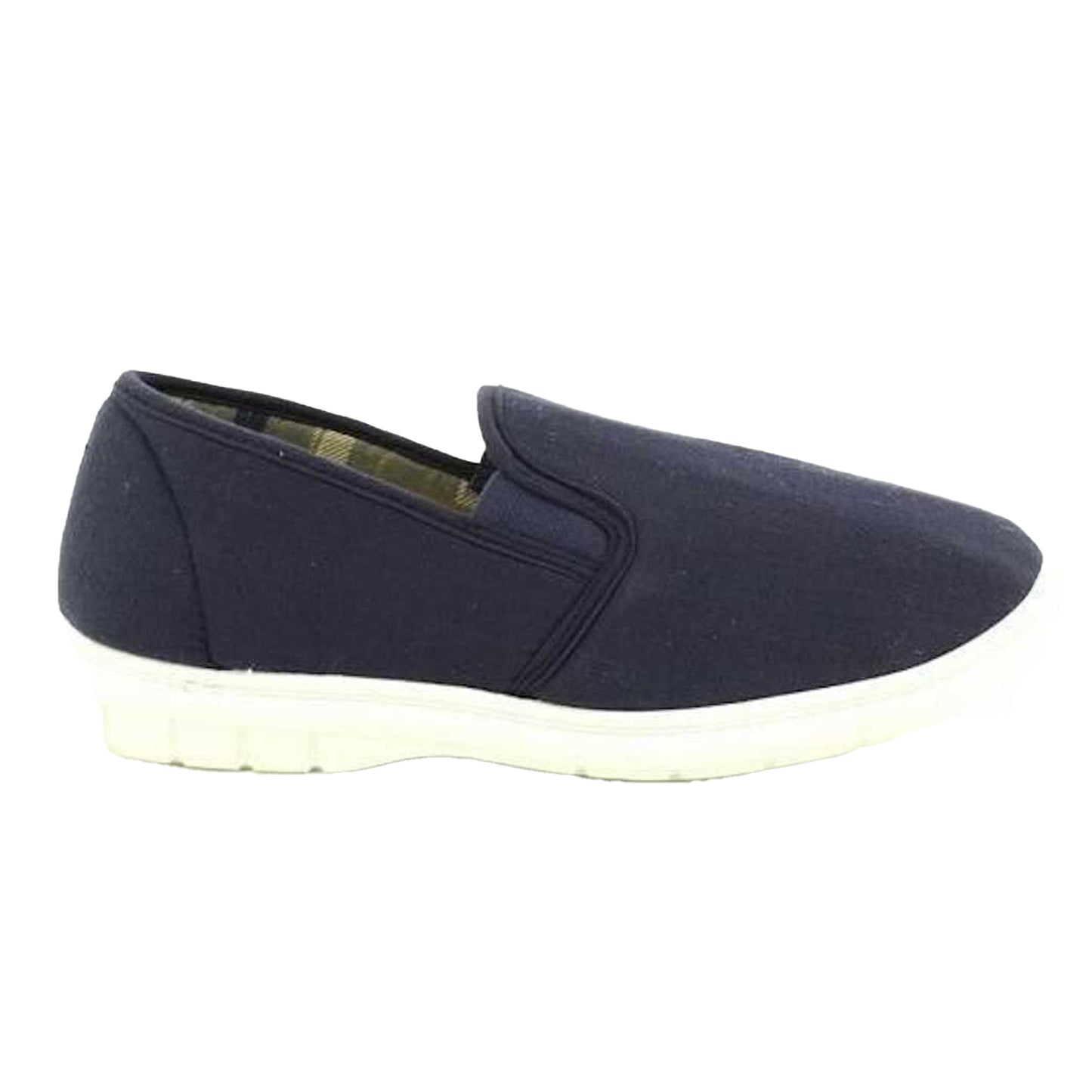 Navy Blue Denim - Back - Scimitar Mens Twin Gusset Slip On Casual Textile Shoes