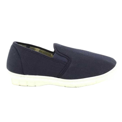 Navy Blue Denim - Back - Scimitar Mens Twin Gusset Slip On Casual Textile Shoes
