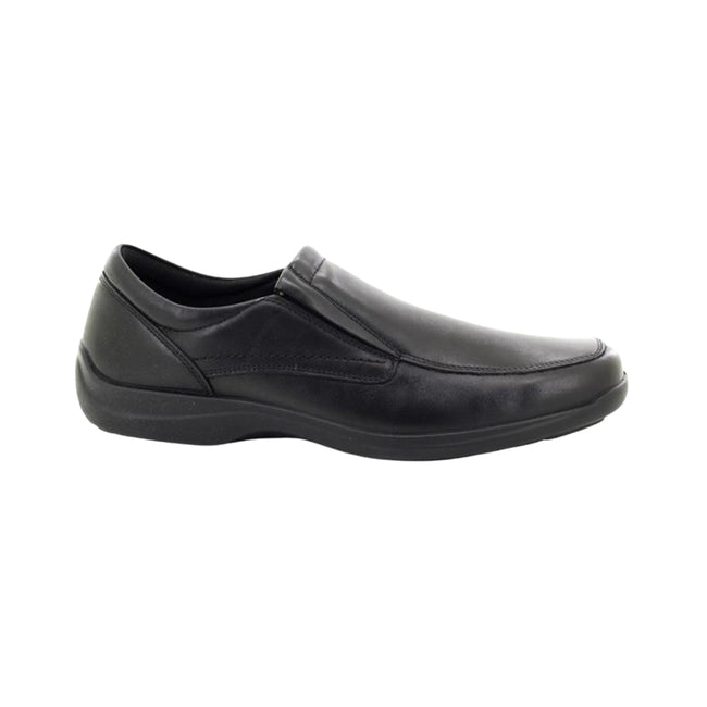 Black - Side - IMAC Mens Twin Gusset Casual Leather Shoes