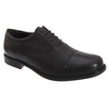 Black - Front - Roamers Mens Fuller Fitting Capped Leather Oxford Shoes