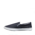 Navy Blue - Side - Dek Boys Gusset Casual Canvas Yachting Shoes